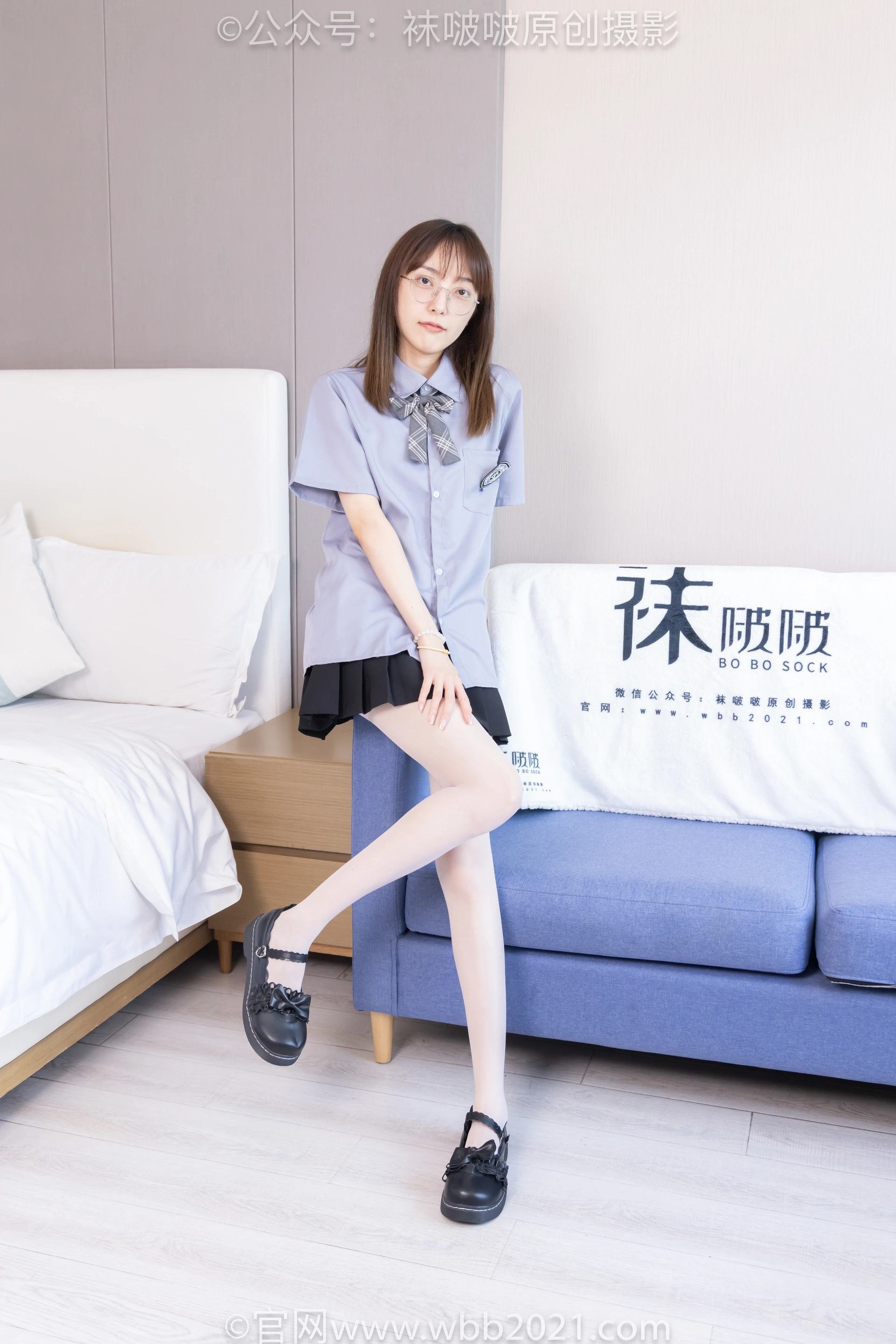 [BoBoSocks袜啵啵] NO.460 稚予-JK制服、皮鞋、帆布鞋、薄白丝（花絮版） 1