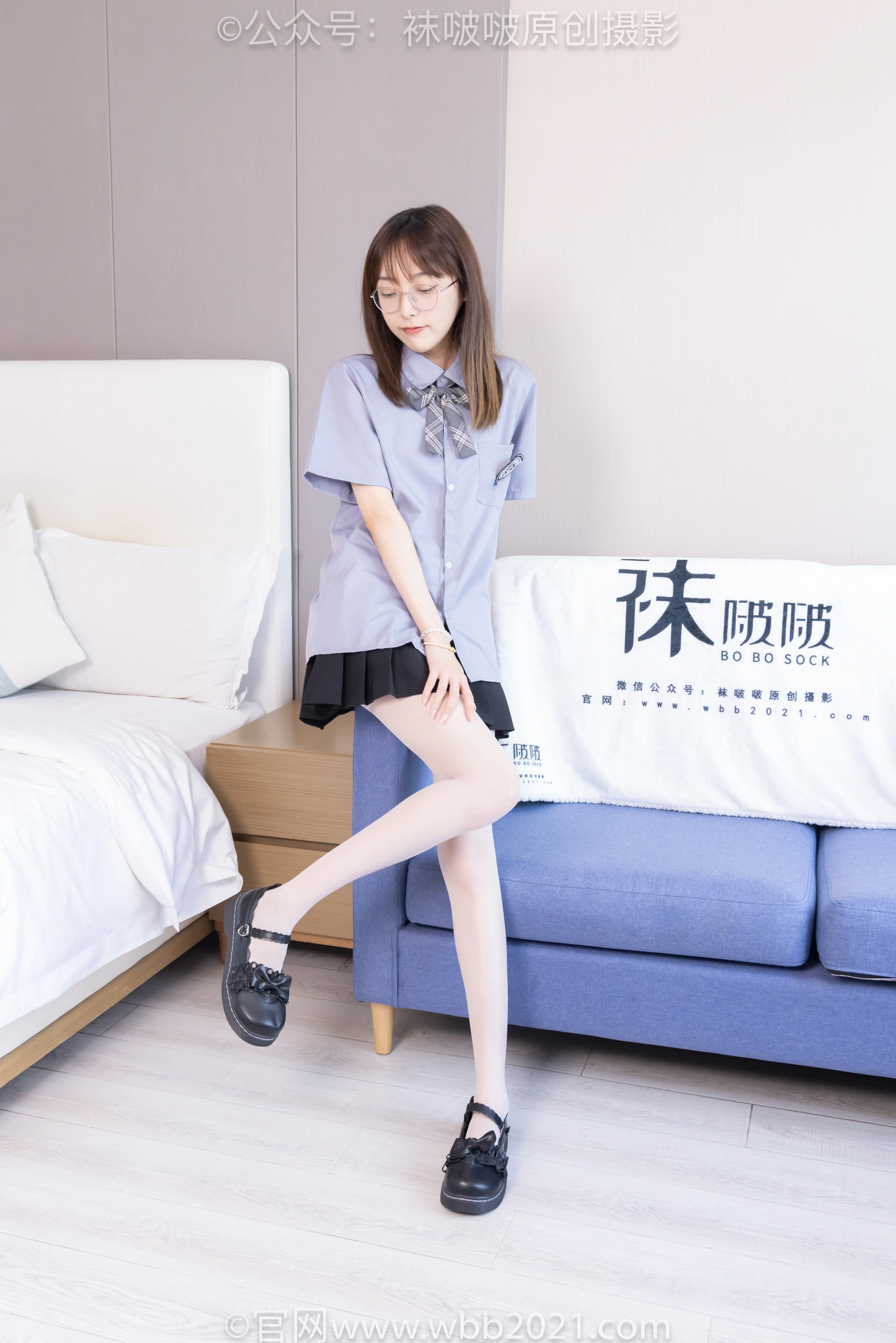 [BoBoSocks袜啵啵] NO.460 稚予-JK制服、皮鞋、帆布鞋、薄白丝（花絮版） 2