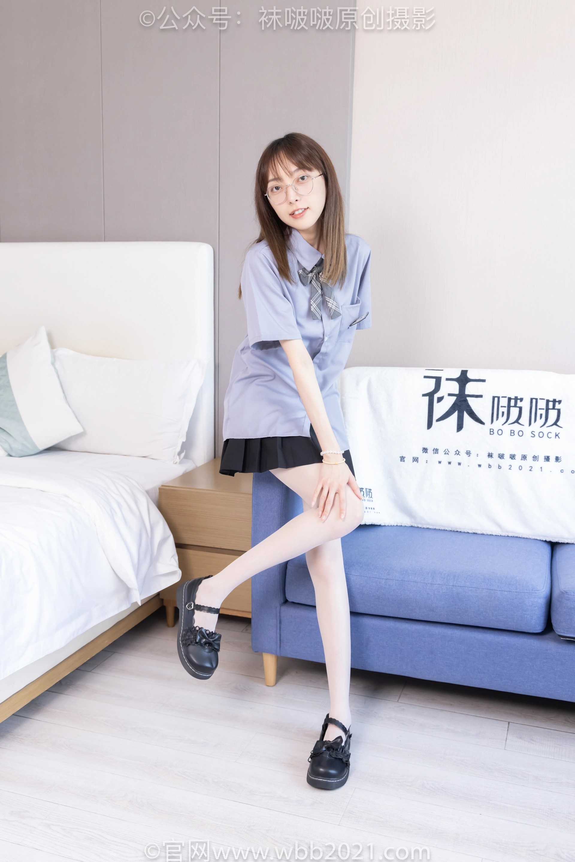 [BoBoSocks袜啵啵] NO.460 稚予-JK制服、皮鞋、帆布鞋、薄白丝（花絮版） 3